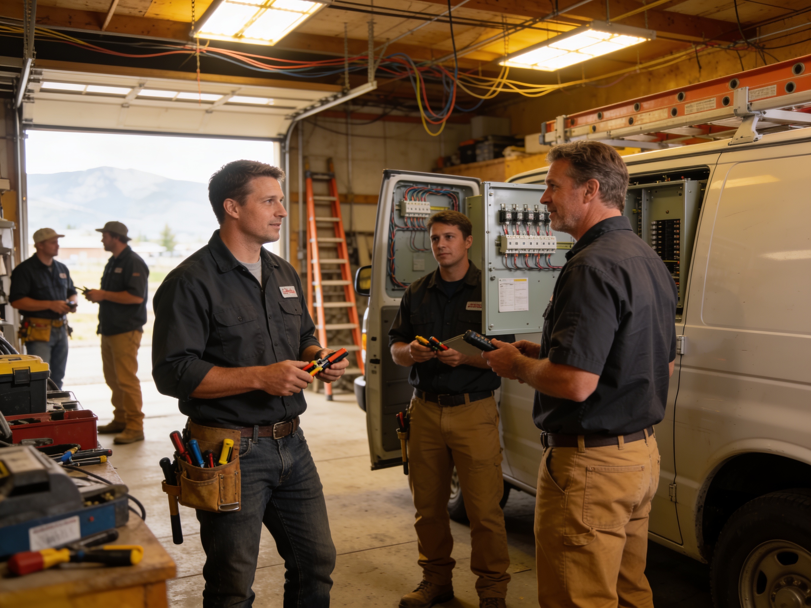 The La Pine Electrician Pros team at work in La Pine